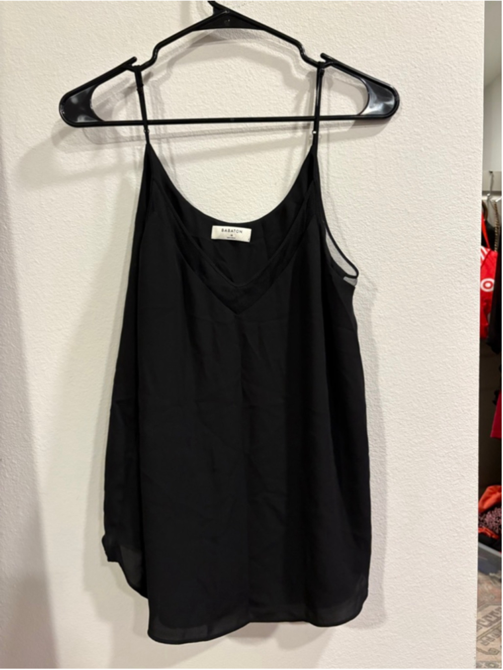 Babaton Aritzia Black Essential V-Neck Camisole Tank Top - Size M